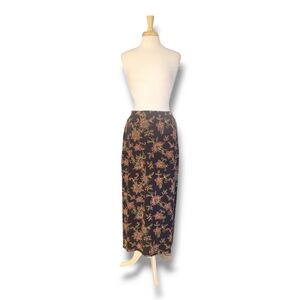 Nomadic Traders Silk/Linen Floral Maxi Skirt. Size M